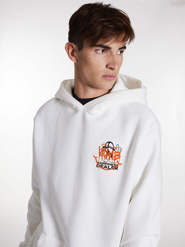 HOODIE 'Happiness Dealer' White